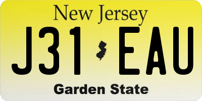 NJ license plate J31EAU