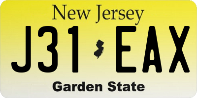 NJ license plate J31EAX