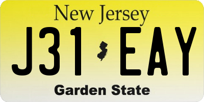NJ license plate J31EAY