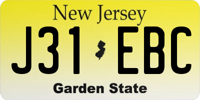 NJ license plate J31EBC