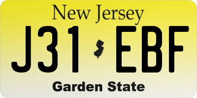 NJ license plate J31EBF