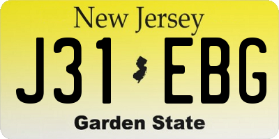 NJ license plate J31EBG