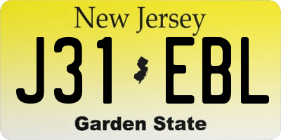 NJ license plate J31EBL