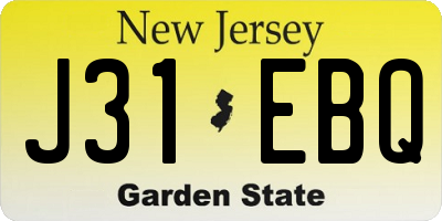 NJ license plate J31EBQ