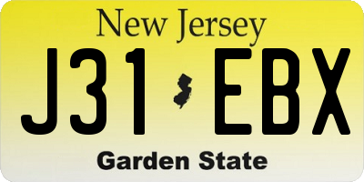 NJ license plate J31EBX