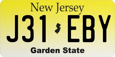 NJ license plate J31EBY
