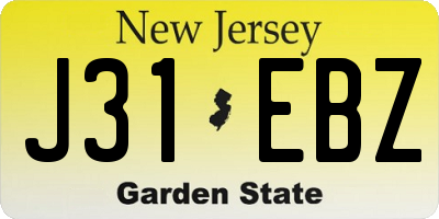 NJ license plate J31EBZ