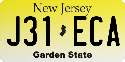 NJ license plate J31ECA