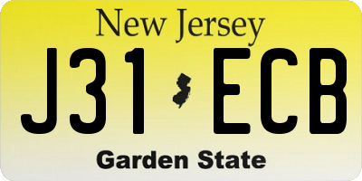 NJ license plate J31ECB