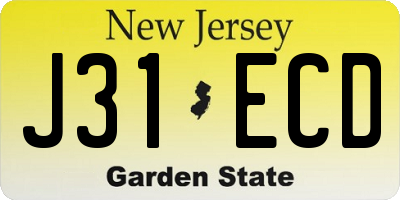NJ license plate J31ECD
