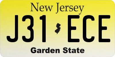 NJ license plate J31ECE
