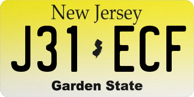 NJ license plate J31ECF