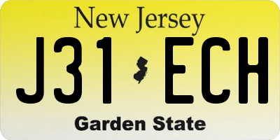 NJ license plate J31ECH