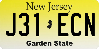 NJ license plate J31ECN