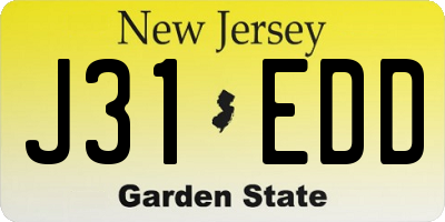NJ license plate J31EDD