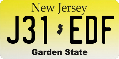 NJ license plate J31EDF
