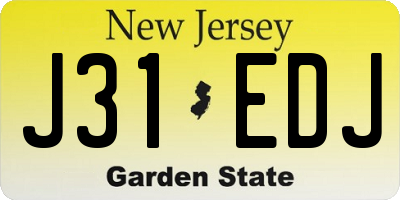 NJ license plate J31EDJ