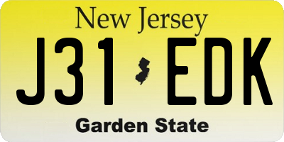 NJ license plate J31EDK