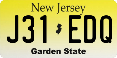 NJ license plate J31EDQ