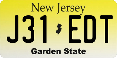 NJ license plate J31EDT