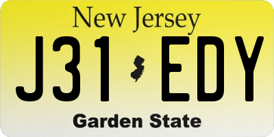 NJ license plate J31EDY