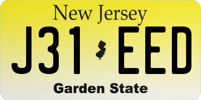 NJ license plate J31EED