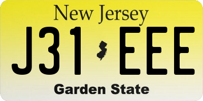 NJ license plate J31EEE