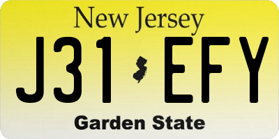 NJ license plate J31EFY