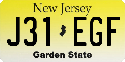 NJ license plate J31EGF