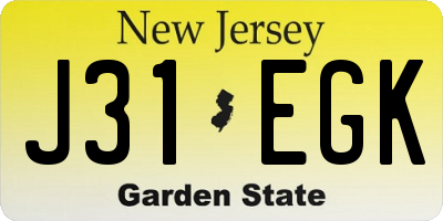 NJ license plate J31EGK