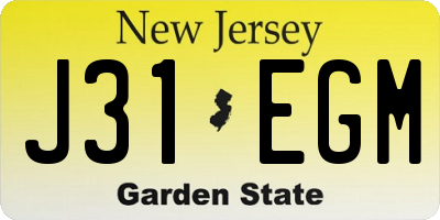 NJ license plate J31EGM