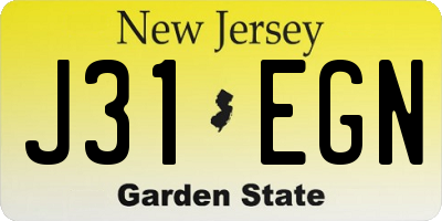 NJ license plate J31EGN