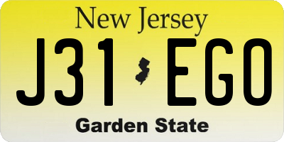 NJ license plate J31EGO