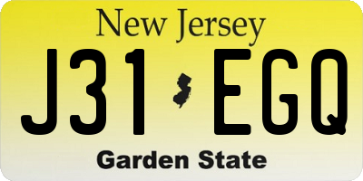 NJ license plate J31EGQ