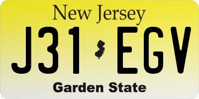 NJ license plate J31EGV