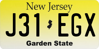 NJ license plate J31EGX