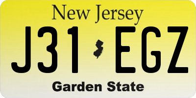 NJ license plate J31EGZ