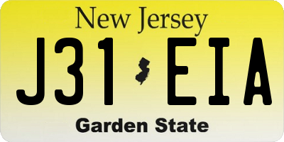 NJ license plate J31EIA