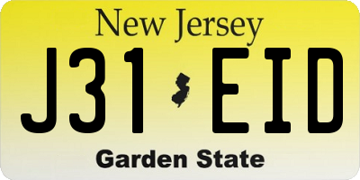 NJ license plate J31EID