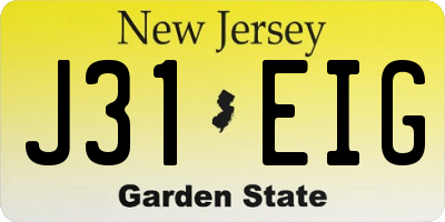 NJ license plate J31EIG