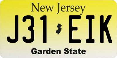 NJ license plate J31EIK