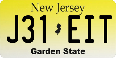 NJ license plate J31EIT