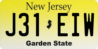NJ license plate J31EIW
