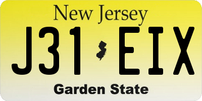 NJ license plate J31EIX