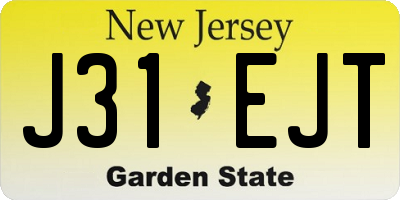 NJ license plate J31EJT