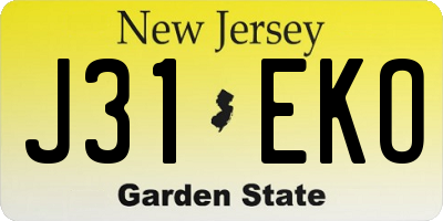 NJ license plate J31EKO