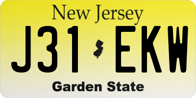 NJ license plate J31EKW