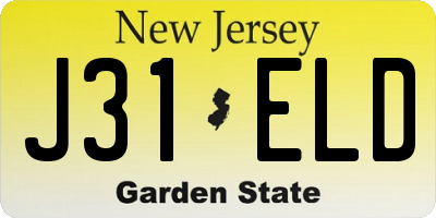 NJ license plate J31ELD