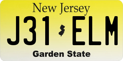 NJ license plate J31ELM