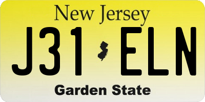 NJ license plate J31ELN